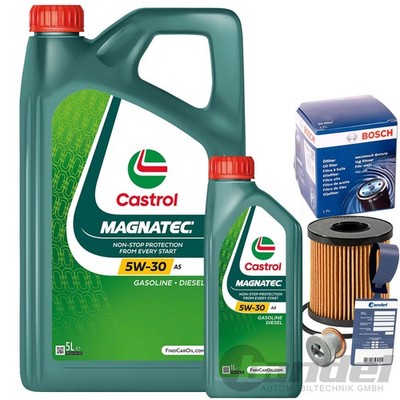 BOSCH ÖLFILTER+CASTROL 5W30 ÖL passend für FORD C MAX FOCUS 2 MONDEO