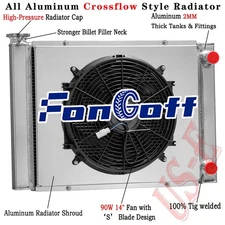19" x 26" Universal 2-Row Radiator Shroud Fan For Chevy SBC 350 Crossflow
