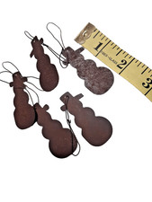 Set Of Five 2" Metal Rustic Christmas Tree Snowman Ornaments