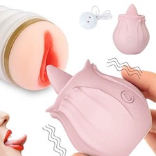Tongue Oral Clit Licking Sucking Vibrator G Spot Dildo Massager Sex Toys Women