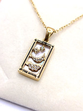 Louise Carter "The Moon" Tarot Card Gold Plated Pendant Necklace 18"
