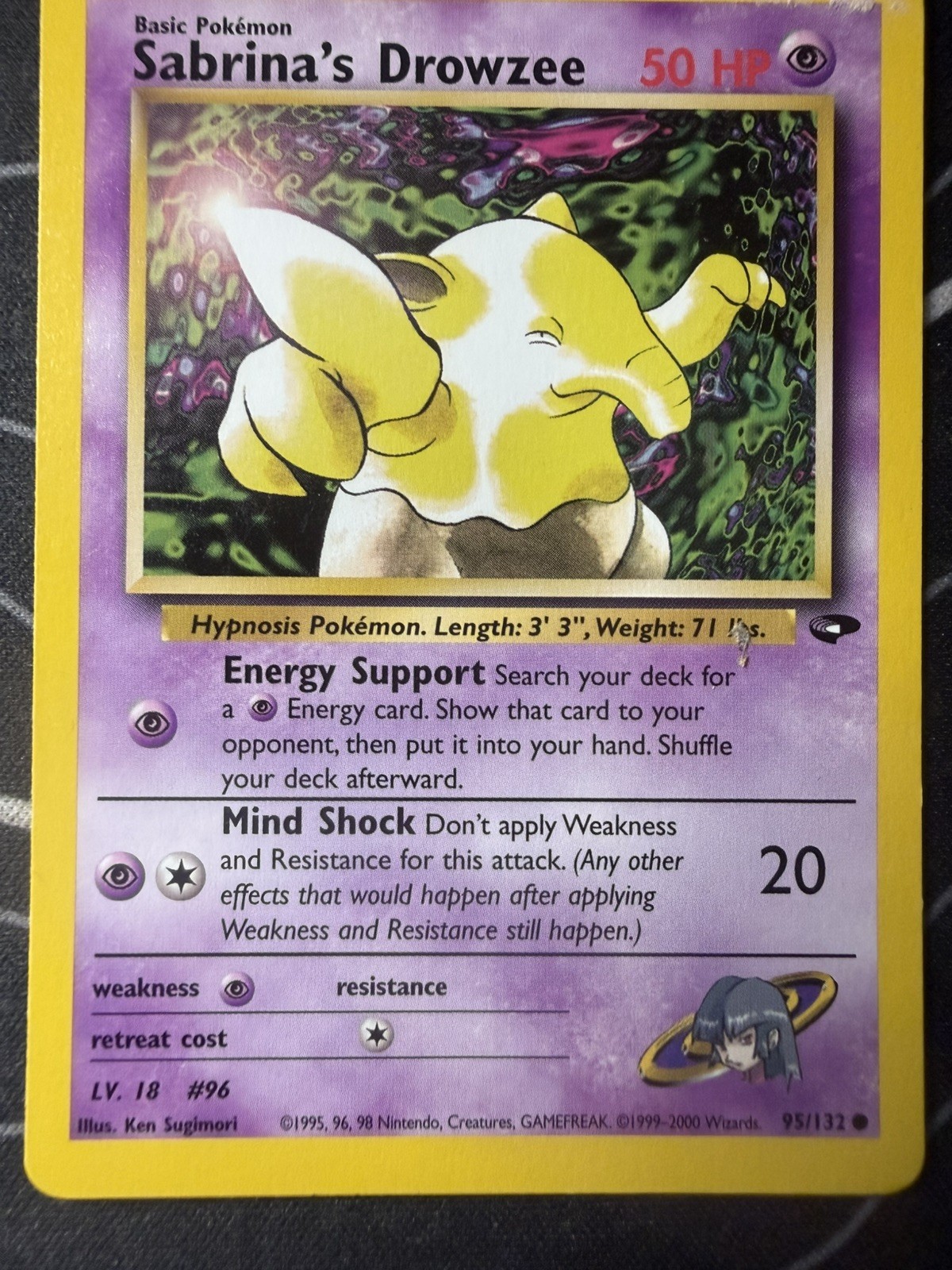 Sabrina's Drowzee 95/132 Gym Challenge Unlimited Regular Common 50 HP Pokemon