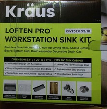 KRAUS 33 in. Drop-In/Undermount DOUBLE BOWL STAINLESS KITCHEN SINK WORKSTATION