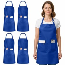 Utopia Kitchen Bib Aprons 4 Pack Adjustable With 2 Pockets Blue