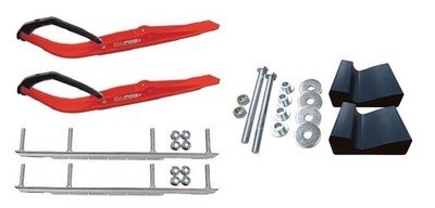 C&A Pro Red Razor Snowmobile Skis w/ 9'' Shaper Bars Complete Kit 2017-2020