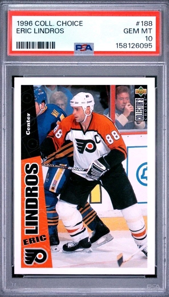 🔥🏒1996 COLLECTOR'S CHOICE #188 ERIC LINDROS HOF POP 1 PSA 10🔥⛸️