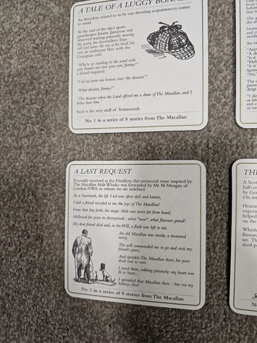 MEGA RARE Macallan Whisky Stories Coasters / Beer Mats Full Set 8/8 - NEW - Picture 3 of 6