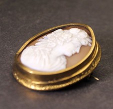 Original Antike Biedermeier Schmuck Brosche Muschel Camee Kamee Cameo Gemme