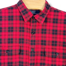 Vintage Polo Ralph Lauren Button Down Men Large Buffalo Plaid Classic Flannel