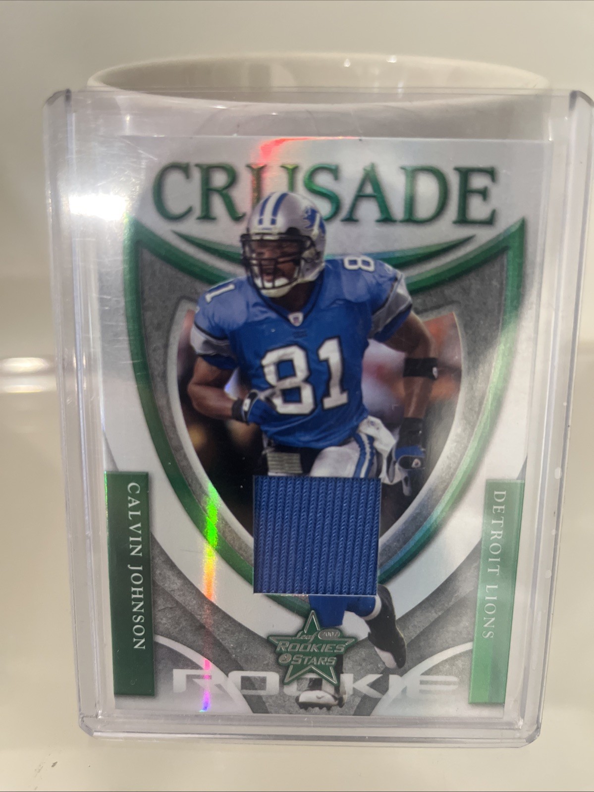 Calvin Johnson Leaf Rookies & Stars Rookie Crusade #RC11 Green Materials