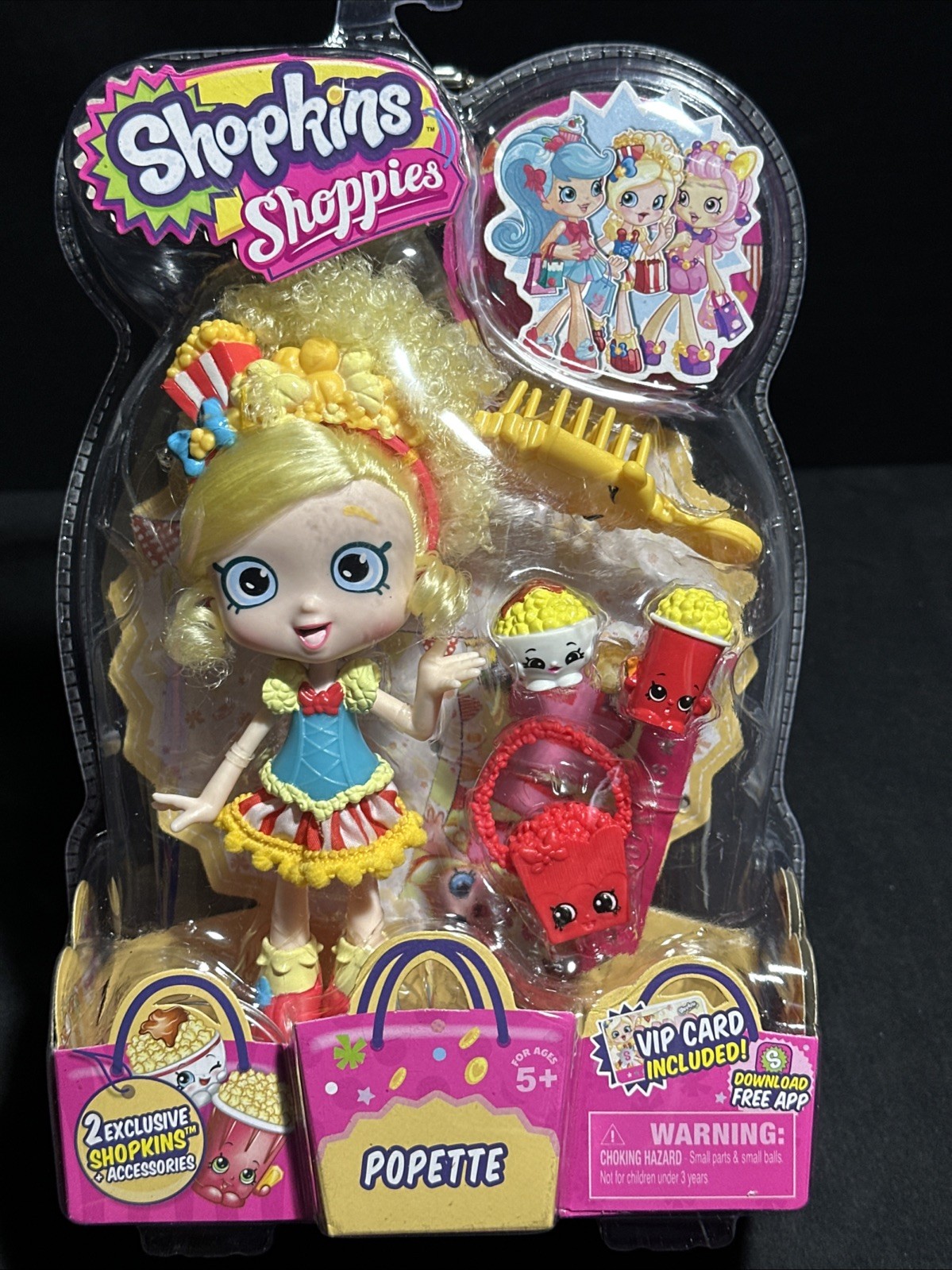 Shopkins Shoppies POPETTE DOLL figure with 2 Exclusive Shopk