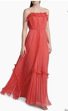 BCBG MAXAZRIA Coral Shirring RUFFLED Maxi GOWN SIZE 6 NWT 448