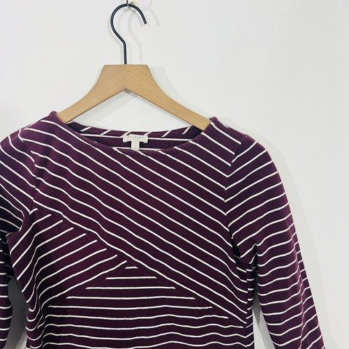 Talbots Purple White Flattering Striped 3/4 Sleeve Cotton Spandex Small Petite - Picture 5 of 7