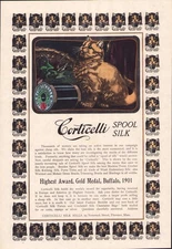 1901 Corticelli Spool Silk Thread Lg 11x16 HAND COLORED AD PRINT Read P165