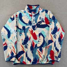 Patagonia Synchilla Snap T Fleece Womens Large Feather Dance Blue Pullover Logo