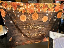 Fall Harvest Happy Birthday Banner Backdrop  72  X 92  New