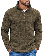 Men's Casual Slim Fit Pullover Sweater Knitted Thermal Sweatshirt Large Coffee