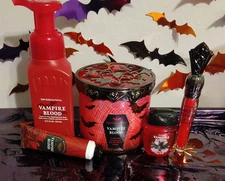 2025 Bath&Body Works Vampire Blood 3 wick Candle With decorative lid & 3 pc set