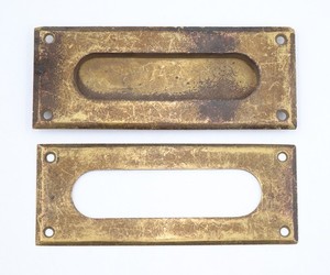 Vintage 6 in. Rectangular Brass Mail Slot Set