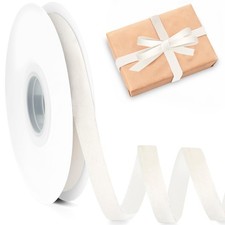 Velvet Ribbon 3/8 Inch x 25 Yards   White Velvet Ribbon, Soft Single Face, Non-F