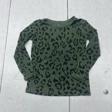 Kyte Baby Green Leopard Printed Bamboo Long Sleeve Pajama Top Toddler Size 2T