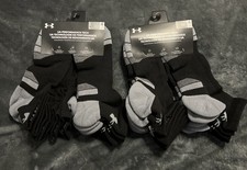 LARGE Men 8.5-13 Under Armour Performance Tech 6-Pack Quarter Socks  2PACK  