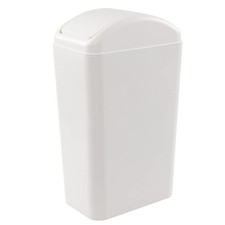 3.5 Gallon Swing Top Trash Can Plastic Garbage Can with Swing Lid White