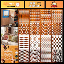 12" Large Wall Stencils - 16PCS Reusable Geometric Patterns for Crafts, DIY Deco