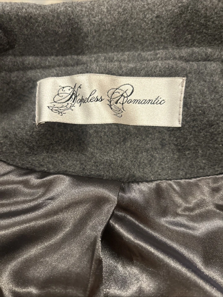 Manga abullonada vintage Hopeless romántica gris doble botonadura 50 % lana 50 % poli XL Foto 3 de 4