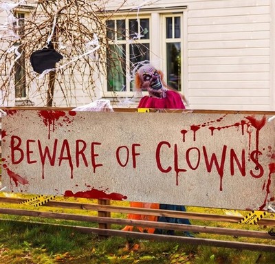 71'' X 20'' Halloween Clown Banner Outdoor Large Halloween Carnival Decoration Vin