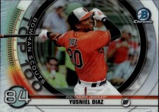 2020 Bowman Yusniel Diaz #BTP-84 Chrome Bowman Scouts Top 100 Baltimore 3G
