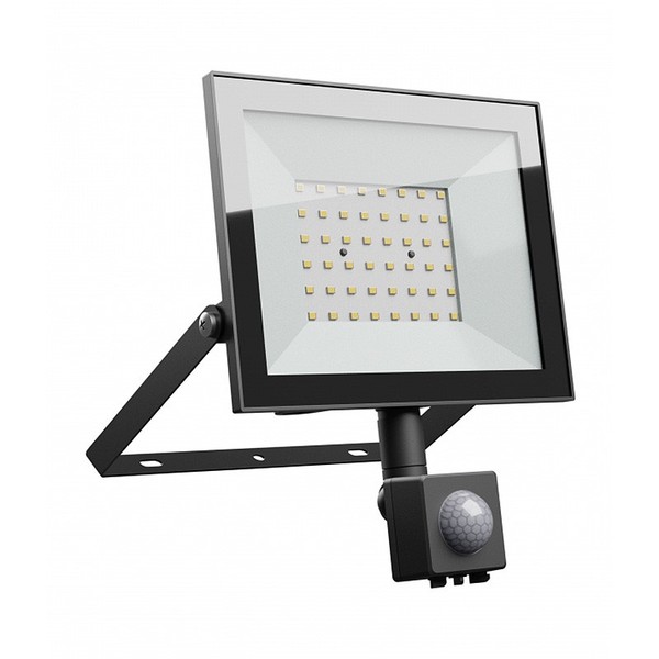 Led Fluter Strahler Schwarz IP44 50W 4300Lm Neutralweiß 4000K Bewegungsmelder-image