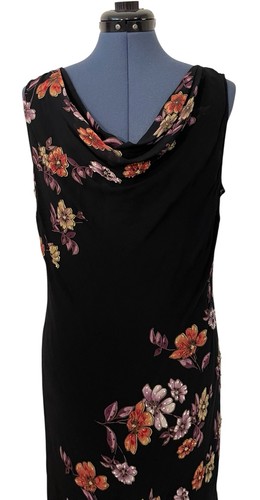 VTG Eva Blue Black Pink Floral Beaded Cowl Layered Maxi Dress Whisigoth Fairy 12 - Picture 3 of 12