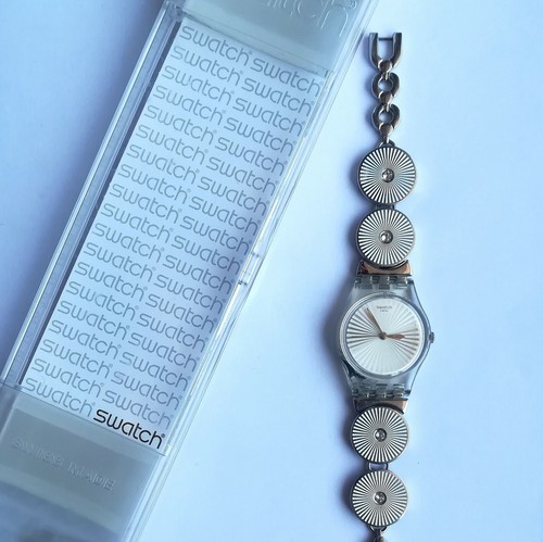 Orologio SWATCH donna, regolabile, bianco e argento con strass. Munito di  scatol | eBay