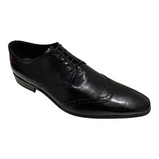 SCARPE DERBY CERIMONIA ELEGANTE UOMO RICCO 403 PELLE NERO ORIGINALE AI