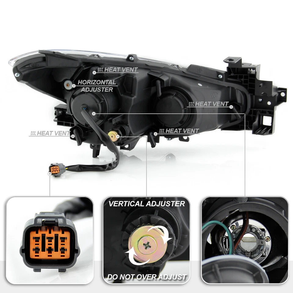 2014 2015 2016 Mazda 3 Halogen LED Tube Upgrade Projector Headlights Headlamps - Изображение 3 из 4