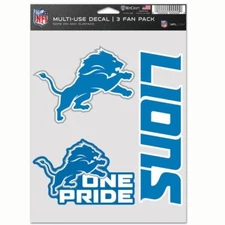 Detroit Lions 3 Fan Pack Multi Use Decal Free Shipping Instock