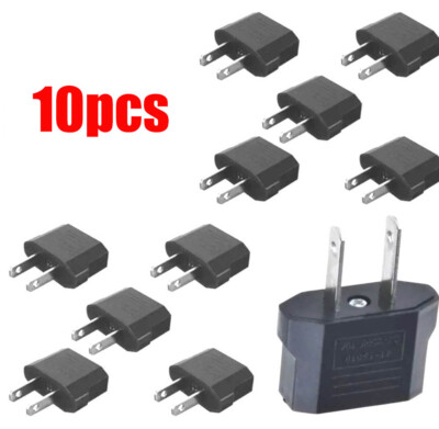 10X EU Euro Europe to US USA Power Jack Wall Plug Converter Travel Adapter
