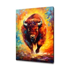 Bison Art Print | Animals Canvas Picture | Wild life Painting Wall Hanging |