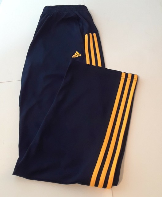 Boy's XL 16 Adidas Track Athletic Pants Blue Yellow Stripes Pockets Drawstring 8 | eBay