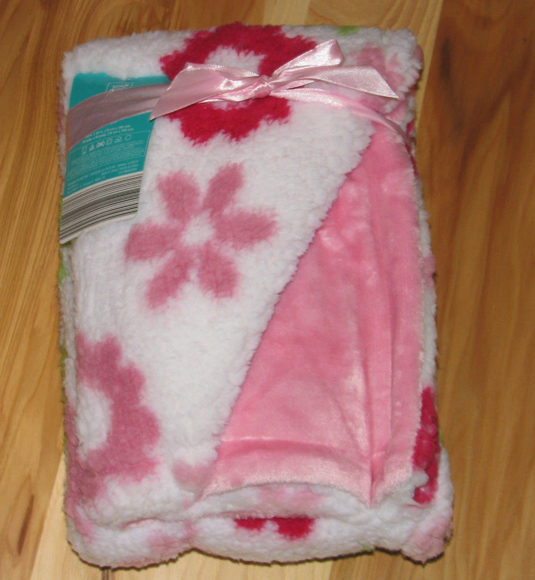 NEMCOR LITTLE JOURNEY ALDI PINK WHITE LIME GREEN FLOWER SOFT PLUSH BLANKET  GIRL | eBay