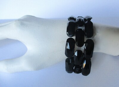 Vintage French Jet/Vauxhall Glass Bead Bracelet from the 1940's