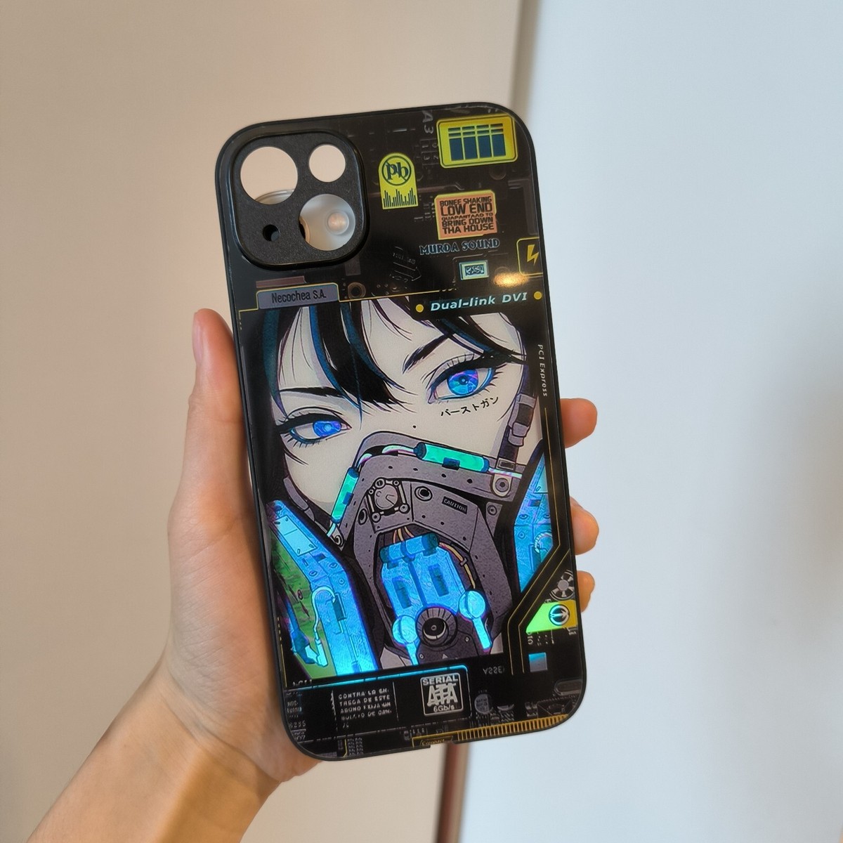 Anime Cyber Girl LED Case For iPhone 16 15 14 12 13 11 Pro Max