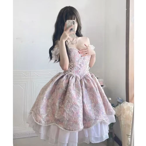 Mädchen Blumen Fee A-Linie Kleid Lolita japanische Prinzessin süß süß Ballkleid - Bild 7 von 7