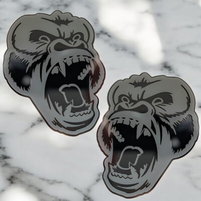 Custom Gorilla Car Emblem Badge – Black Logo Decal For Hood, Grill, Or Side, Personalized Vehicle Decor