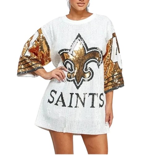 Abito in maglia New Orleans Saints Alvin Kamara bianco paillettes - Foto 2 di 13