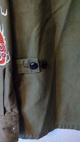 NEIGHBORHOOD Military Cotton Jacket Vietjean Embroidery Cat Eye Button Men S-M. - Picture 8 of 13