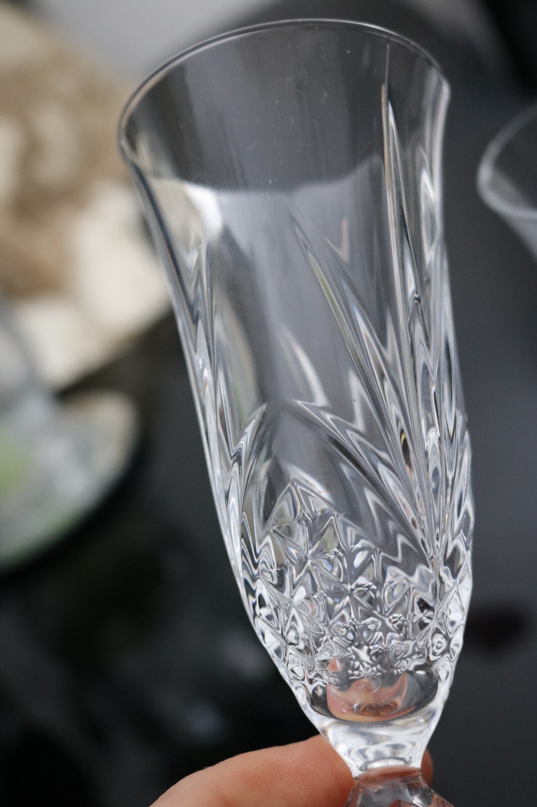 2 x Vintage Crystal de France 'Chantilly' crystal champagne flutes eBay