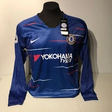2018 Chelsea FC Long Sleeve Nike DriFit Soccer Football Jersey Blue Home XL