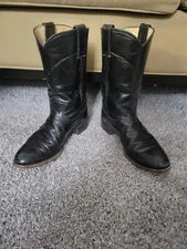 Justin Cowboy Boots Ladies Black 6B Style L3703 Classic Western Ropers EUC 